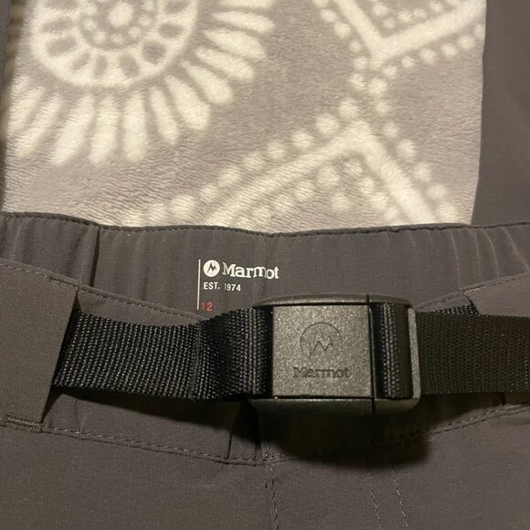 Marmot Kodachrome Pants Womens 12 Dark Steel Stretch Belted Straight Leg NWT - Picture 4 of 11